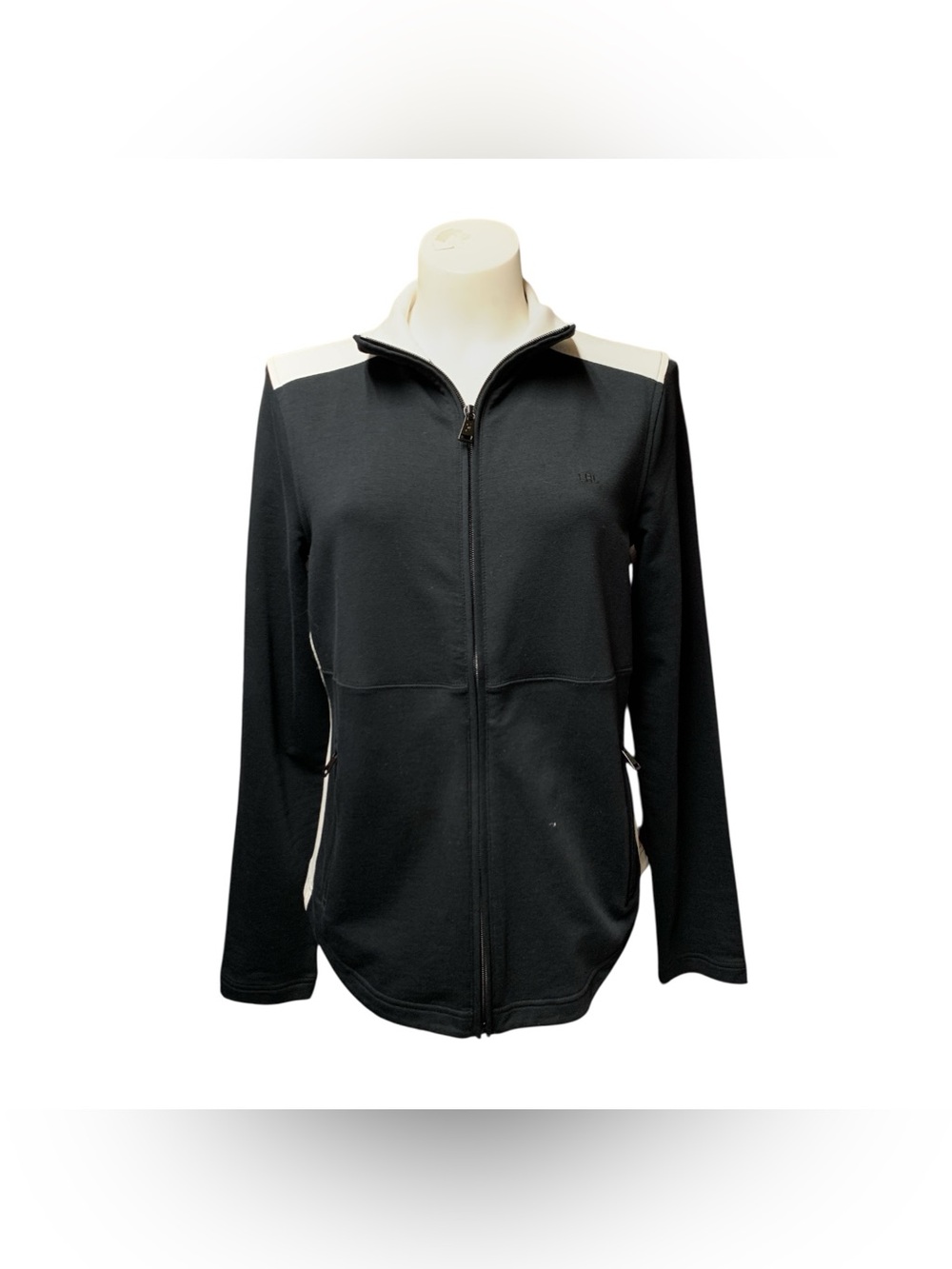 Ralph Lauren Black Bomber Jacket with Cream Panels Size M